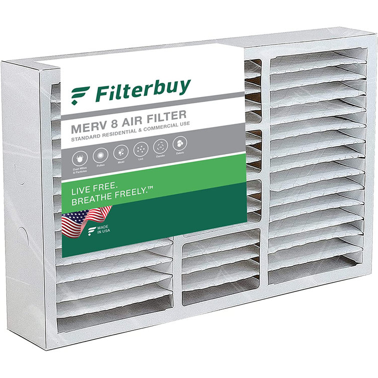 Filterbuy 16 x 25 x 5 Air Filter MERV 8 Pleated HVAC AC Furnace